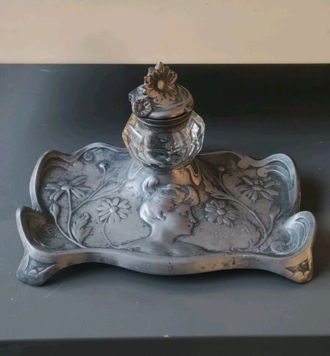 Encrier art nouveau étain - nouveau, en