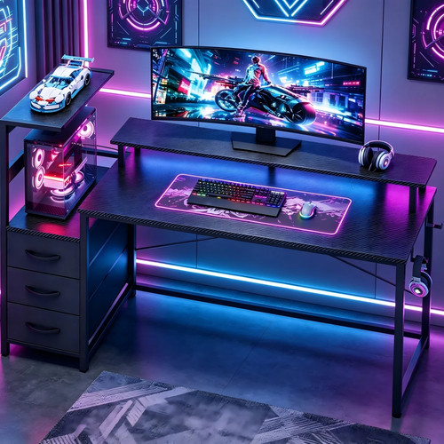 Bureau gaming avec étagère - avec,