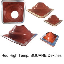 Dektite PIPE FLASHING: Red High Temp Silicone Pipe Boot SQUARE FLASHING #1 - #9