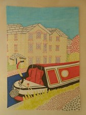 Promarker Drawing  The Red Canal Boat in Berkhamsted  A3