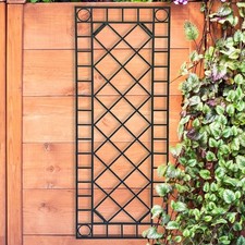 Décoration Murale Support Grille Panneau Mur Jardin Métal Noir HxL 114x42 Cm