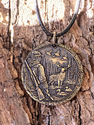 Pendentif chasseur cerf - chasseur, et