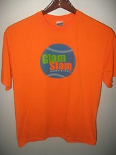 Glam Slam Womens Tennis Sports League World Class Coaching USA Orange T Shirt Lg