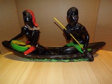 Pirogue / déco / sculpture plâtre / 1950 / Africain / vintage