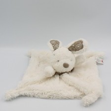 Doudou plat lapin blanc bandanas gris beige NICOTOY - 14765