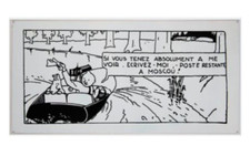 Emaillerie Inter-Media - Plaque émaillée Tintin Canot noir et blanc 100 X 50 cm
