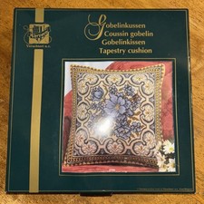 Vervaco #2706 Tapestry Cushion Open / Started With Box Belgium RARE