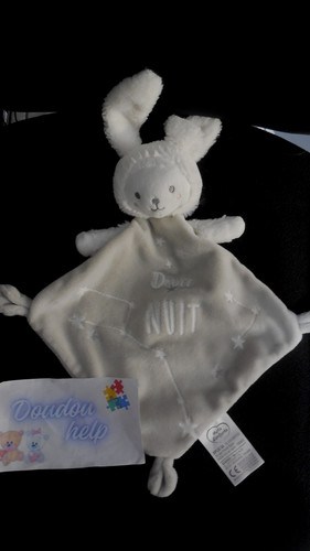 Doudou plat ours capuche lapin - doudou,