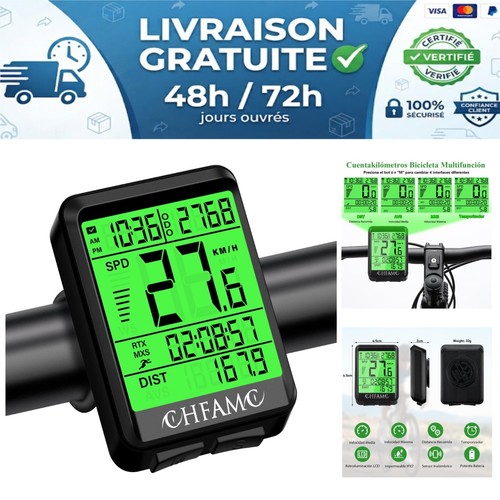 Compteur vélo sans fil ipx7 - sans,