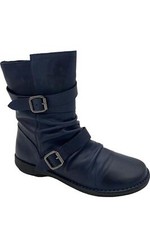 Miz Mooz Leather Buckled Mid Boots Pasha Denim