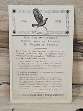 AUX COLOMBOPHILES DEAD FOR FRANCE AU PIGEONS DE VERDUN U posted Post Card V280