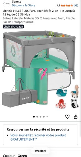 Parc bebe pliable gris lionelo - parc,