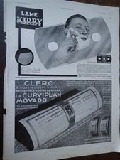 montre MOVADO CURVIPLAN CLERC + Lame KIRBY publicité papier ILLUSTRATION 1932