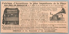 1908 Herfeld Manufacturer Accordions Advertising Antique Accordion Music Neuenrade