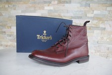 Tricker's Eu 44,5 Bottes Bottines Bordeaux Rouge Burford Neuf Autrefois