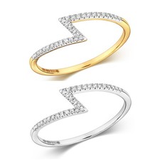 Bague Femme Or Blanc/Jaune 9 k/carat et Diamant 0.06 Carat