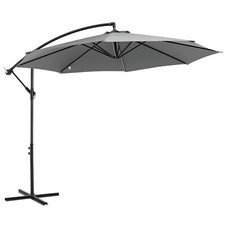Parasol Deporté Octogonal Inclinable Manivelle Acier 3m Gris Outsunny