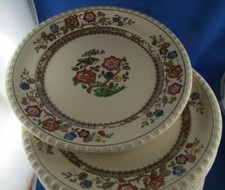 6 Antique Villeroy and Boch Nanking Bird Earthenware Hollow Plates