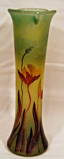 12” Art Nouveau  Tri Color Floral Vase Vintage