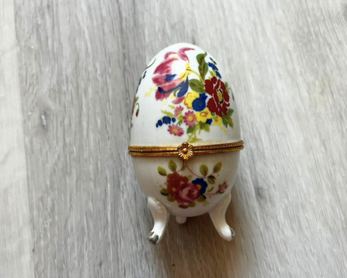 Vintage porcelain egg trinket - egg,