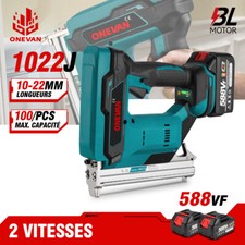 Pistolets à clous électrique sans fil Cloueuse agrafeuse 1022J avec 2 batteries