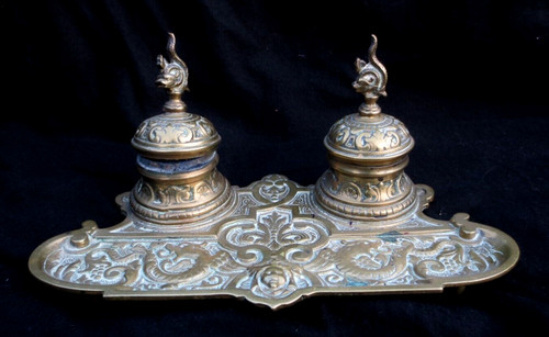 Encrier double bronze - double, "