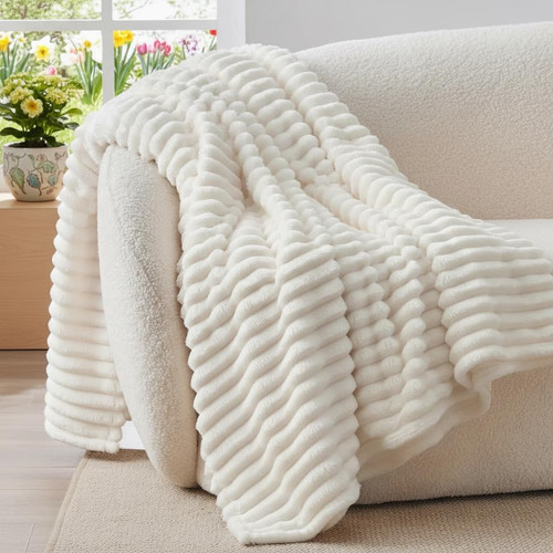 Plaid polaire blanc crème - polaire,
