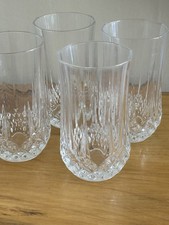LONGCHAMP Cristal d'Arques Tumblers Lot of 4 Crystal Highball Vintage Glasses