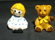 VINTAGE SALT & PEPPER SHAKERS AVON RAGGEDY ANN DOLL & TEDDY BEAR - 1970's
