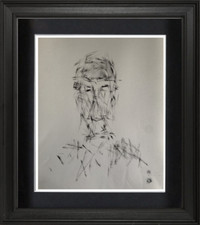 ARTISTE DU XX° - PEINTURE VISAGE ABSTRAIT -OEUVRE ORIGINALE 1990-INEDIT (64)