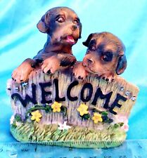 Super Cute!  Baby Rottweiler Brown Black Puppies - Welcome Dog Pet Statue Resin