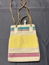 Polo Ralph Lauren Canvas Cotton Tote Bag Purse Sack Colorblock Pastel
