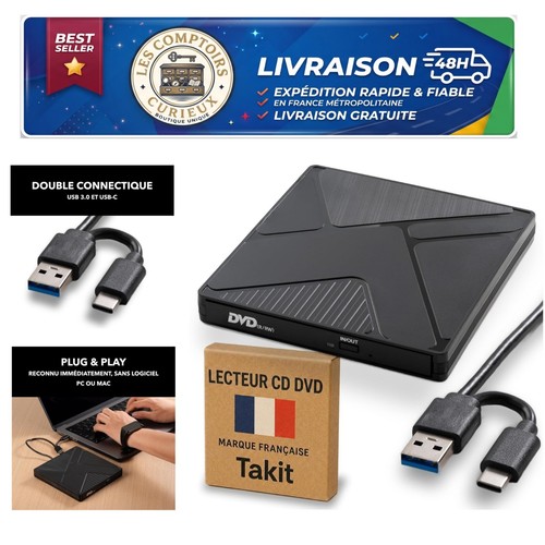 Takit lecteur dvd externe - cd,
