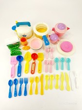 Vintage Fisher Price Fun With Food LOT Tea Kettle Pot Carrots Peas Plates Forks