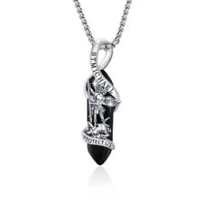 MLD 925 Sterling Silver Saint St Michael Black Crystal Pendant Necklace