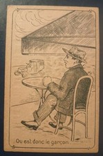 Advertising cardboard bar bistro server shop Angers shoes illustrator