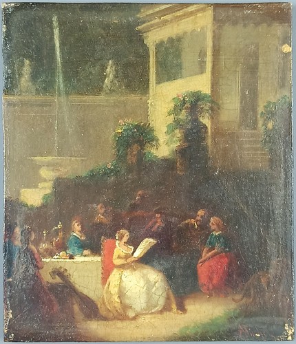 Ancien tableau lecture - ancien, "la