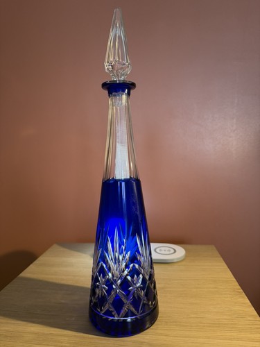 Carafe vin cristal bleue - vin,