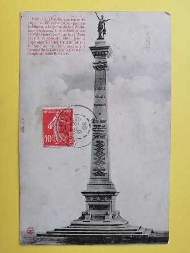 Cpa villebois monument - cpa,