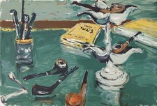 Georges BRIATTA: Sur le bureau de Brassens, original LITHOGRAPH, 1983