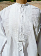 OLD SHIRT for MEN in madapolam with PLASTRON pleated and embroidered circa 1910