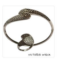 Victoria Wieck Absolute Chocolate Cz Champagne Sterling Silver Bracelet Ring Set