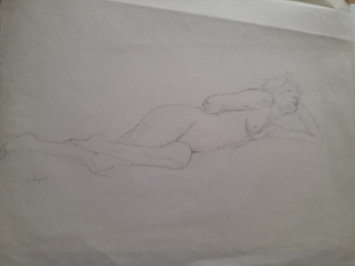 Dessin ancien femme nue - dessin,