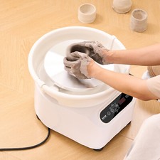 VEVOR Roue de Poterie Tour de Potier 280 mm 450 W avec Pédale et Tablier Blanc