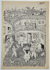 Fernando Botero (Handmade) Drawing On old Paper Signed & Stamped Mixed Media