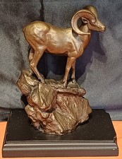 bronze animalier Paul TADLOCK  mouflon d'amérique sur socle rocheux