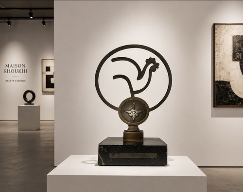 Coq stylisé bronze sur - en,