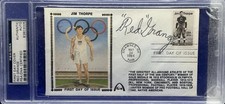 First Day Cover Post Card Jim Thorpe "Red Grange" Auto PSA/DNA Authentic HOF MVP