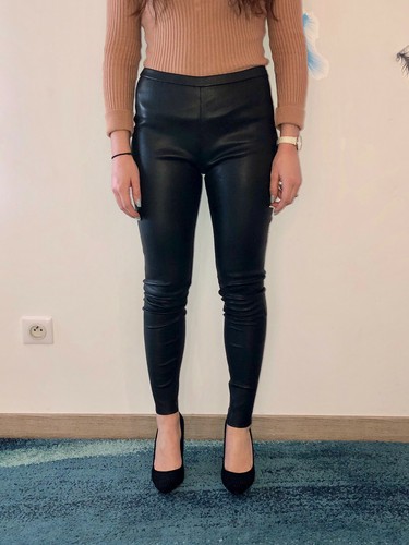 Luxe legging cuir agneau - agneau, noir