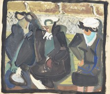 Walter Becker 1893-1984 Food / Mixed Media 1946 Train Compartment & Portrait Young Woman